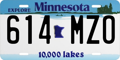 MN license plate 614MZO