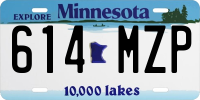 MN license plate 614MZP