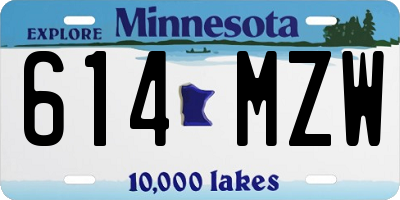 MN license plate 614MZW