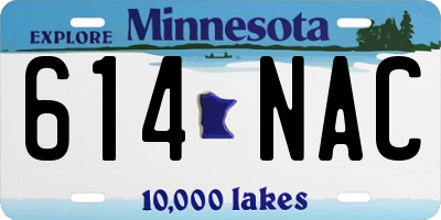 MN license plate 614NAC