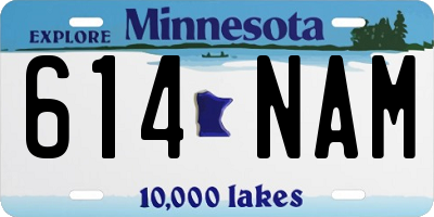 MN license plate 614NAM