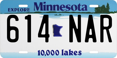 MN license plate 614NAR