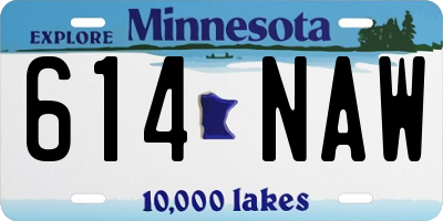MN license plate 614NAW