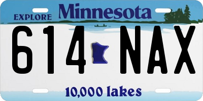 MN license plate 614NAX