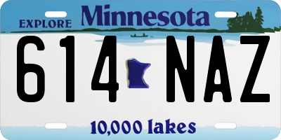 MN license plate 614NAZ
