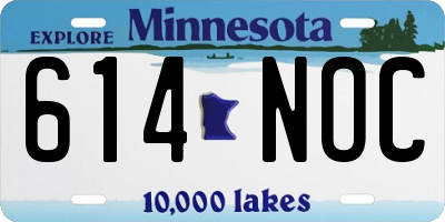 MN license plate 614NOC