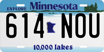 MN license plate 614NOU