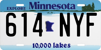 MN license plate 614NYF