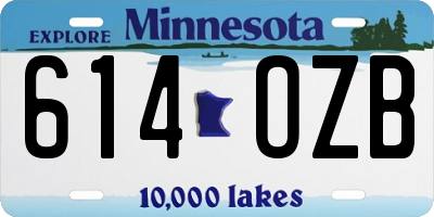 MN license plate 614OZB