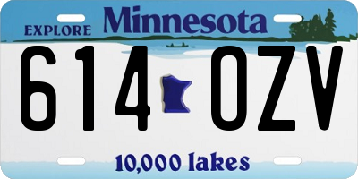 MN license plate 614OZV