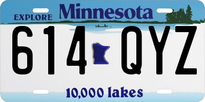 MN license plate 614QYZ