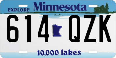 MN license plate 614QZK