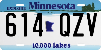 MN license plate 614QZV