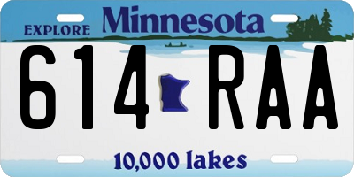 MN license plate 614RAA