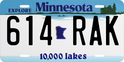 MN license plate 614RAK
