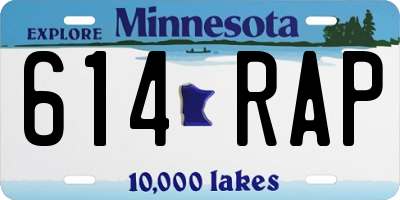 MN license plate 614RAP