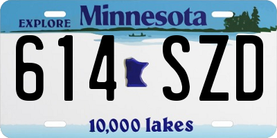 MN license plate 614SZD