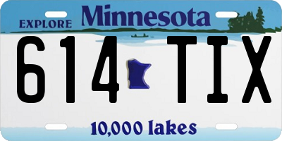 MN license plate 614TIX