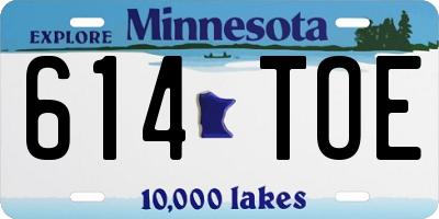 MN license plate 614TOE