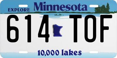 MN license plate 614TOF