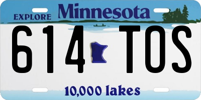MN license plate 614TOS
