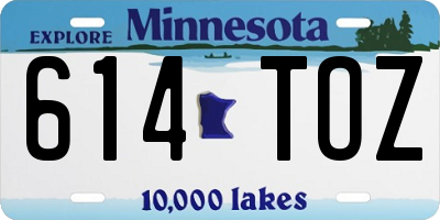 MN license plate 614TOZ