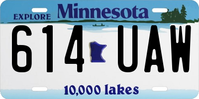 MN license plate 614UAW