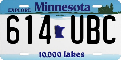 MN license plate 614UBC
