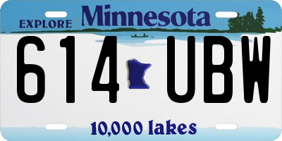 MN license plate 614UBW