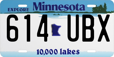 MN license plate 614UBX