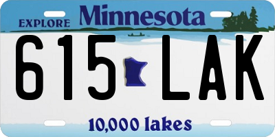 MN license plate 615LAK