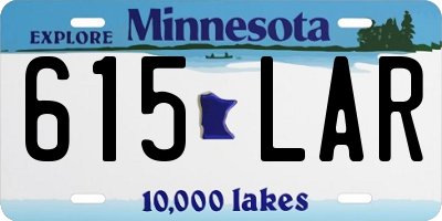 MN license plate 615LAR