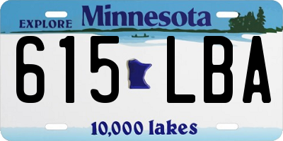 MN license plate 615LBA