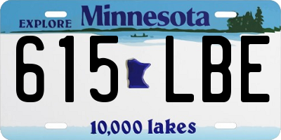 MN license plate 615LBE