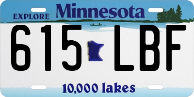 MN license plate 615LBF