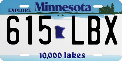 MN license plate 615LBX