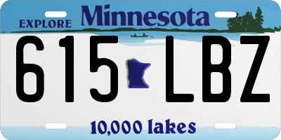 MN license plate 615LBZ