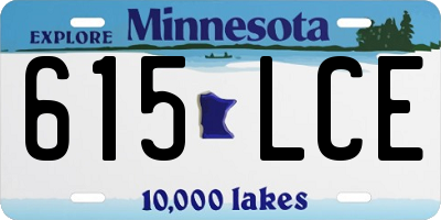 MN license plate 615LCE