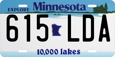 MN license plate 615LDA