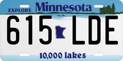 MN license plate 615LDE