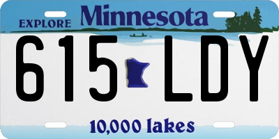 MN license plate 615LDY