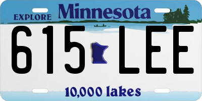 MN license plate 615LEE