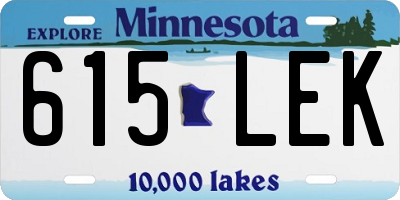 MN license plate 615LEK