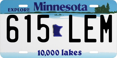 MN license plate 615LEM