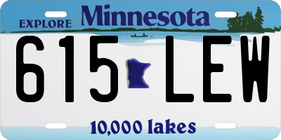 MN license plate 615LEW