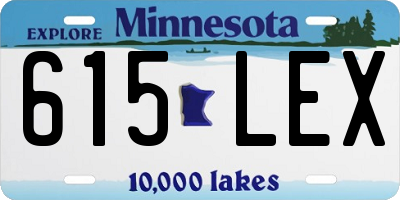 MN license plate 615LEX