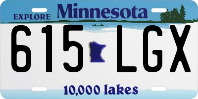 MN license plate 615LGX