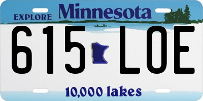 MN license plate 615LOE