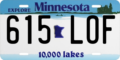 MN license plate 615LOF
