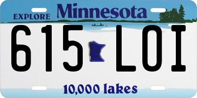 MN license plate 615LOI